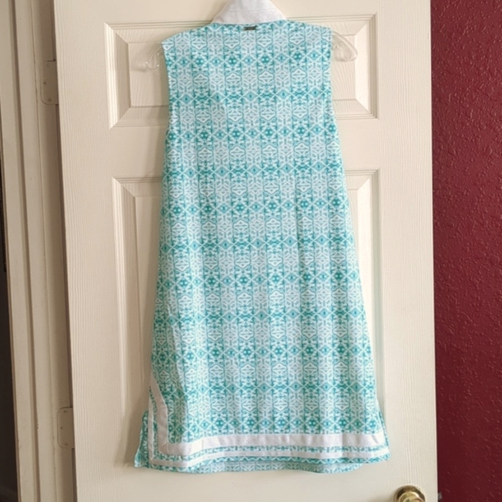 CABANA LIFE Green-White Embroided Sleeveless Tunic Mini Dress SPF 50+ Protection - Picture 6 of 10